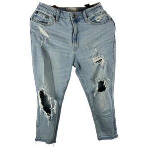 Abercrombie Curve Love Mom Jeans 29/8 Distressed Light Wash Y2K